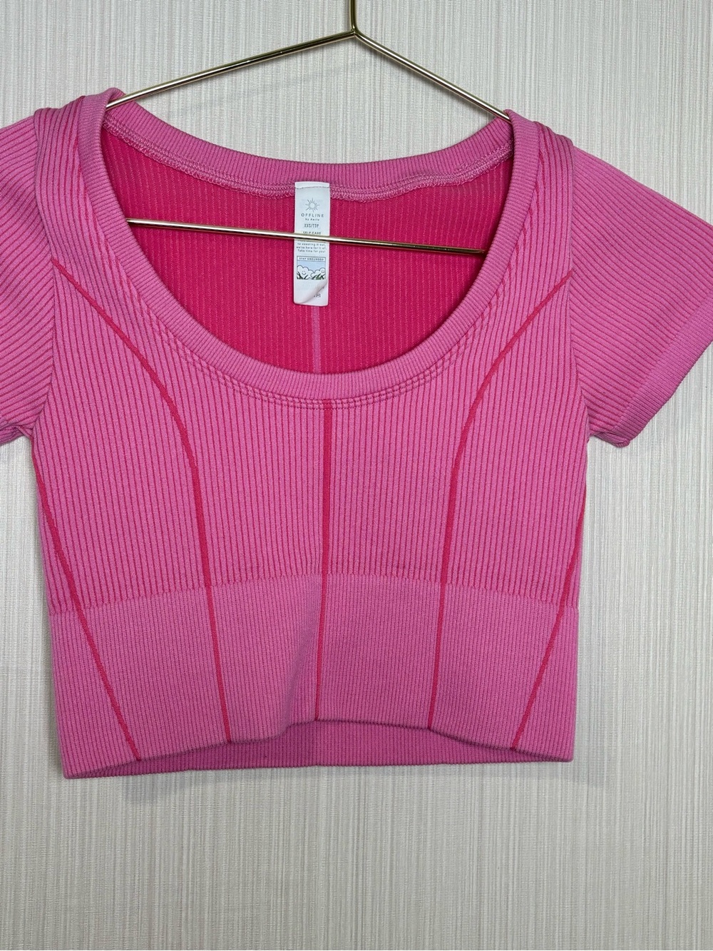 OFFLINE By Aerie Seamless Corset T-Shirt. Pink XXS - Picture 2 of 6